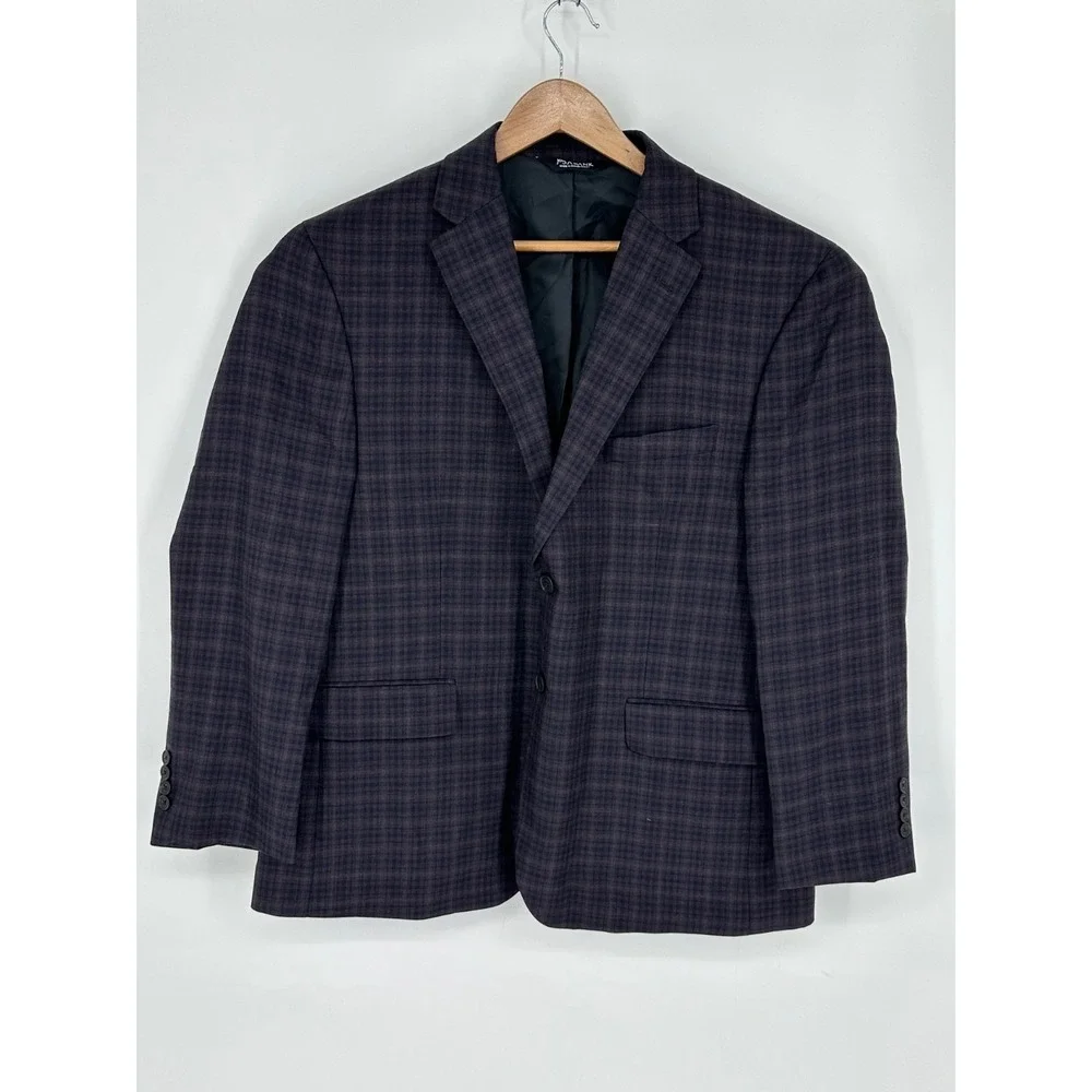 Jos A Bank Sport Coat Mens 44S Traveler Plaid Wool Blazer Tailored Fit Y7